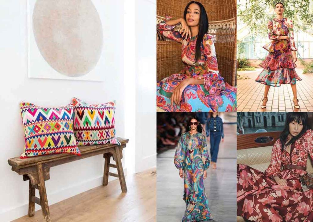 A mood board for a bohemian women's wear collection