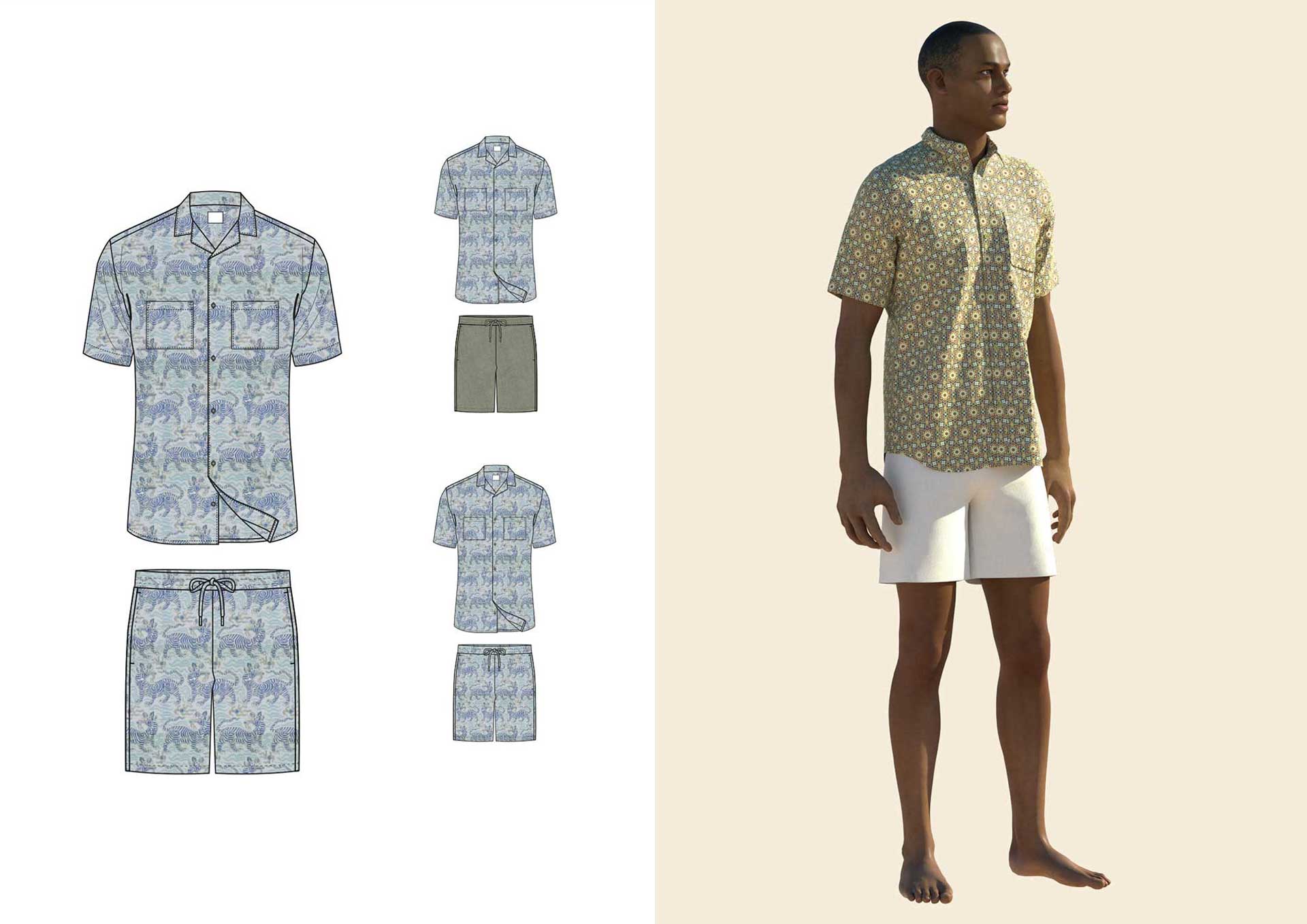 fashion-illustration-of-african-american-men-with-ethic-shirt-and-white-short