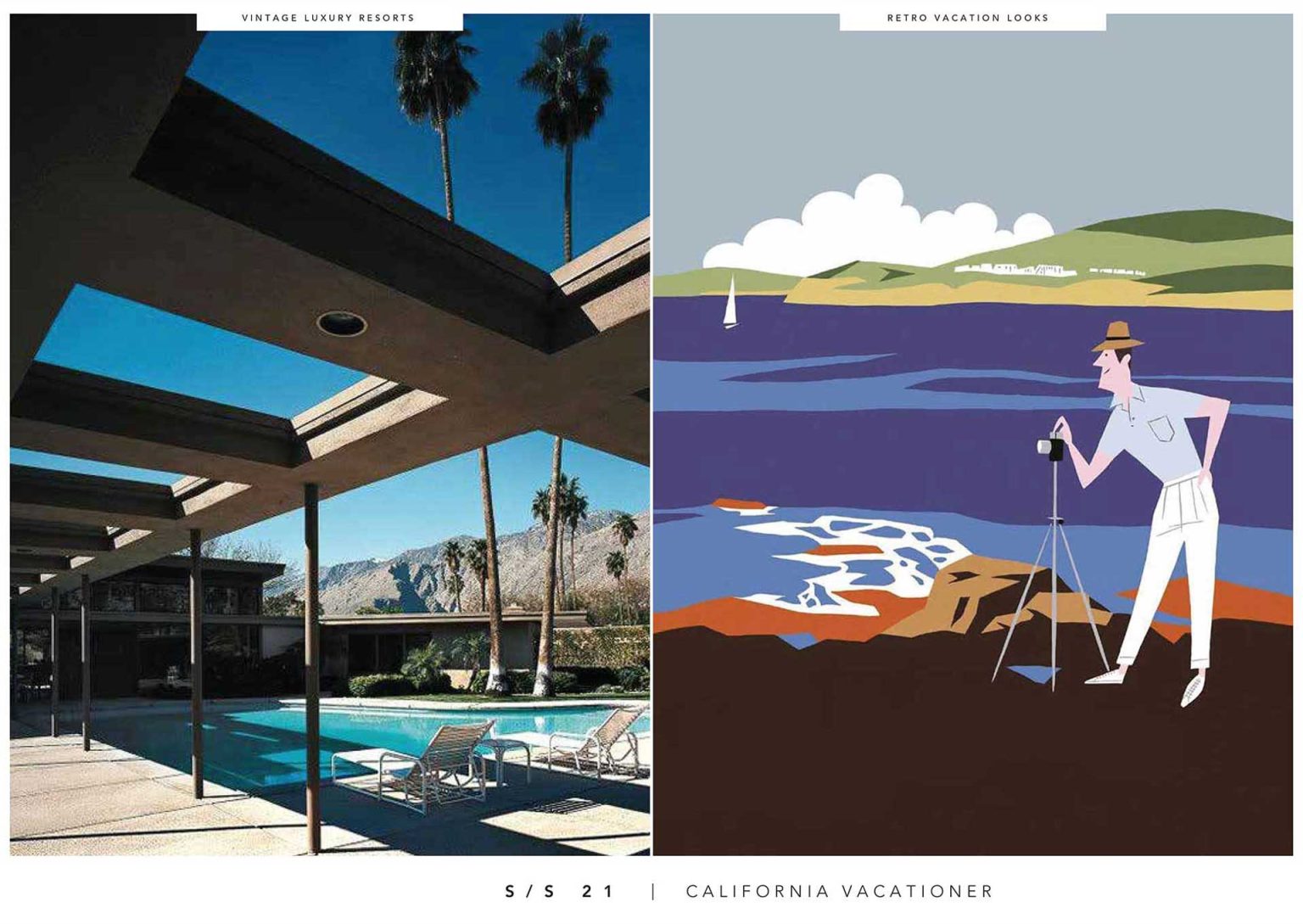 A mood board for a beach wear clothing line for men