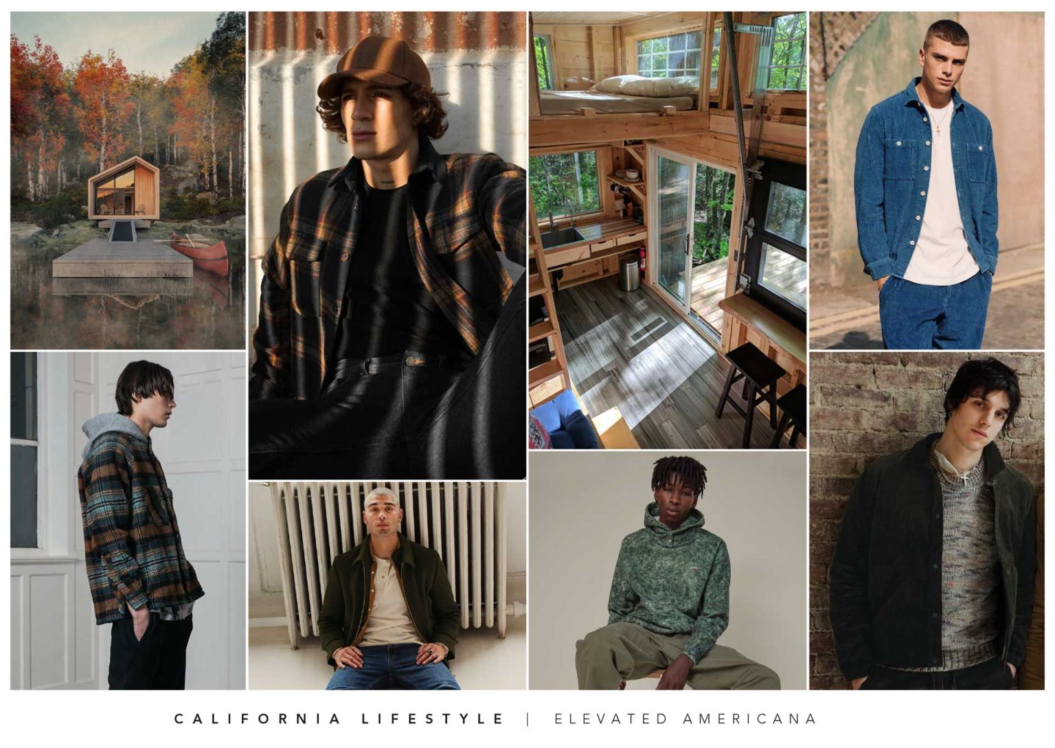 A mood board for a casual wear line for men